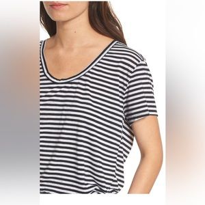 Treasure and Bond Boyfriend Burnout Tee - Black and White Stripe